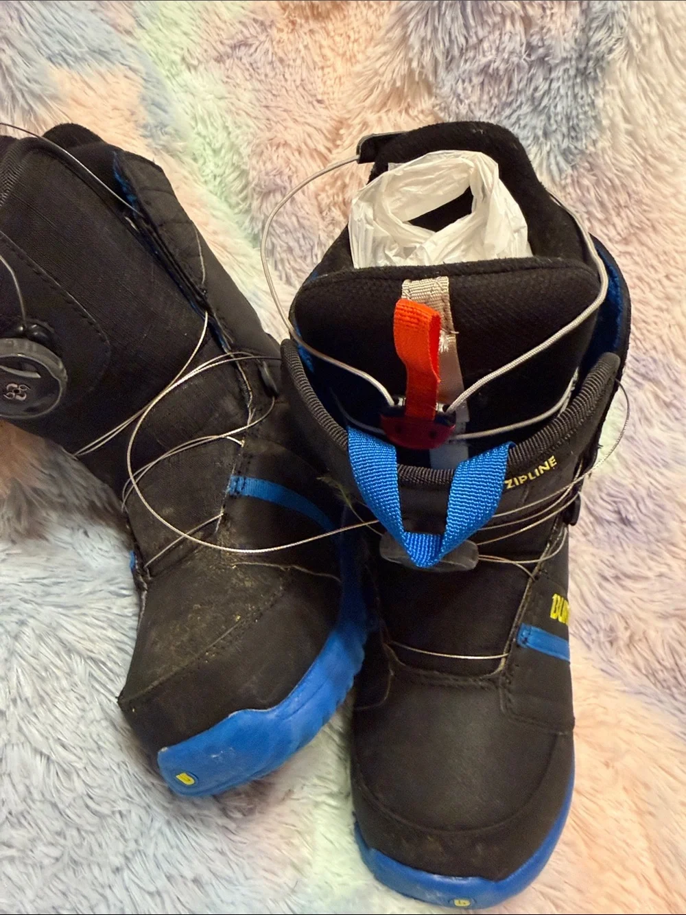 Burton Kids Black and Blue Snow Boots with Yellow Logo
